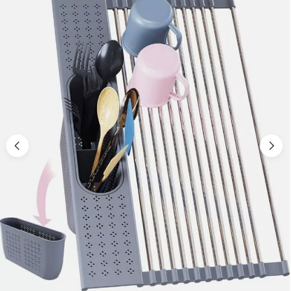 NEW! CW HOME Roll Up Dish Drying Rack over the sink stainless steel silicon - Picture 4 of 7